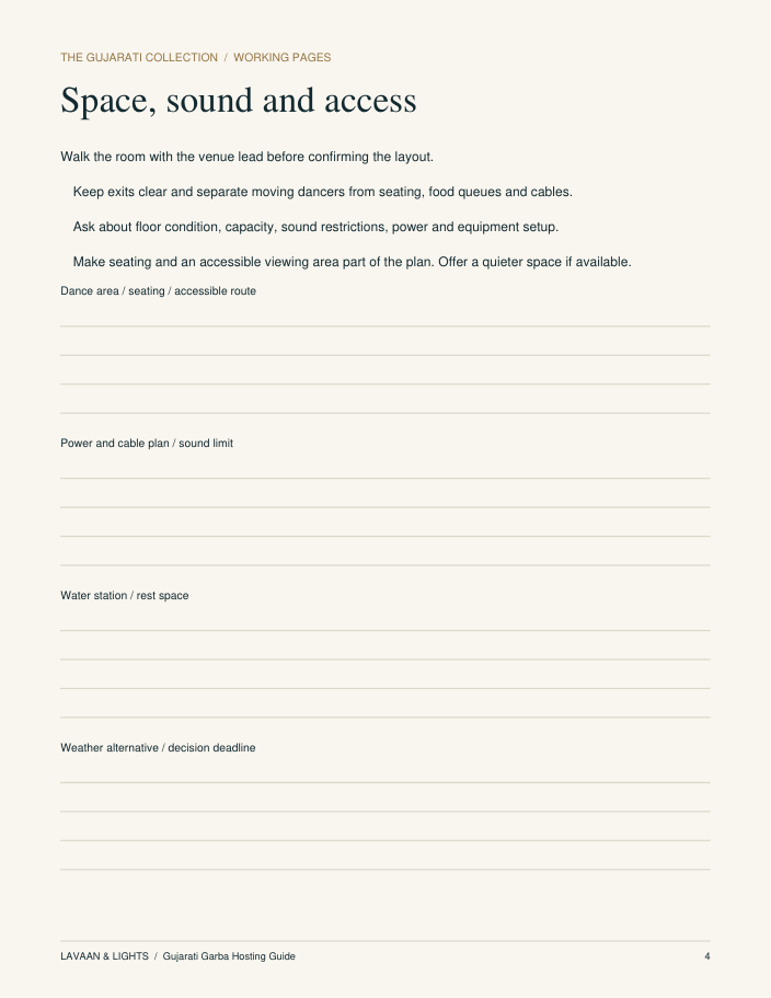 Actual interior sample page of Gujarati Garba Hosting Guide