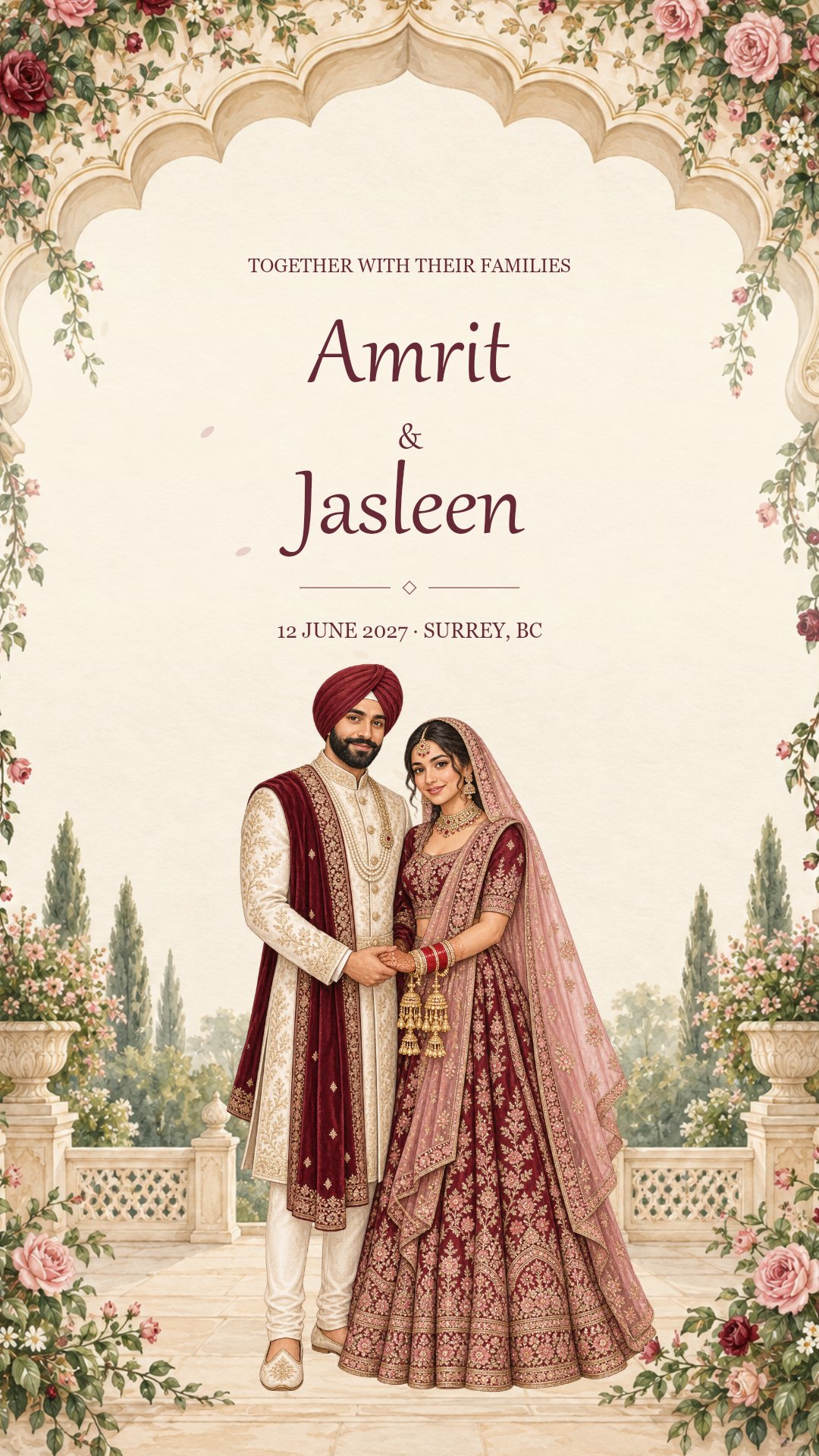 Rose Courtyard wedding invitation film